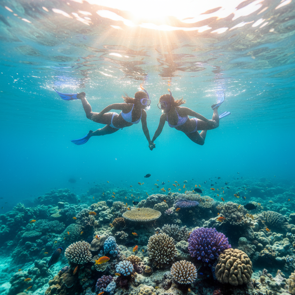 Casal feliz em férias tropicais